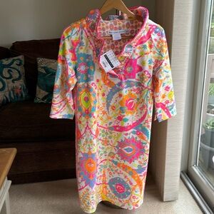 Gretchen Scott Ruffneck Dress- Magic Carpet print .NWT - brand new with tag. (L)